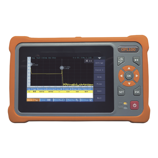 OTDR Monomodo para Pruebas en Enlaces de Fibra Óptica, longitudes de onda 1310 y 1550 nm, entrada SC/APC
