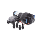 Bomba de diafragma controlada por presión para trabajo pesado ParMax de 12 Vcd, caudal de 5 GPM, presión máxima 60 psi, para manguera de diámetro interior de 13 mm (1/2") y 19 mm (3/4")