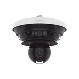Cámara IP Multisensor 34MP (4 sensores 4K) con lentes motorizados / PTZ 2 MP 40X / Hasta 2 tarjetas MicroSD de 512GB / WDR de hasta 150dB / IP66 / IK10 / autoseguimiento / Inteligencia artificial para eventos