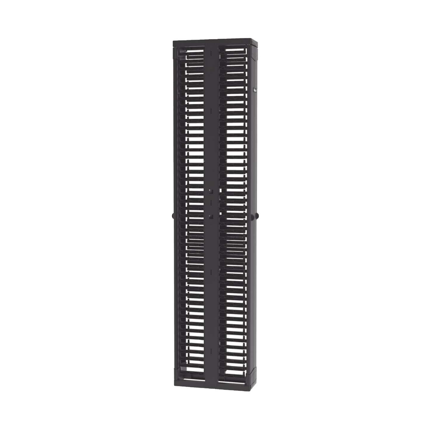 Organizador Vertical PatchRunner™, Doble (Frontal y Posterior), Para Rack Abierto de 45 Unidades, 8in de Ancho, Color Negro