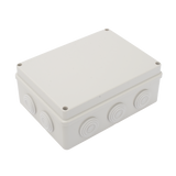Caja Derivación-Conexión de Plástico (140 X 190 X 76 mm) con 10 Glándulas de Goma. Para Instalaciones Comerciales, Residenciales e Industriales. Incluye Tornillería para su Tapa. Funciona También como Registro.