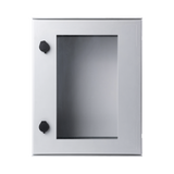 Gabinete de Poliéster IP65 Puerta Transparente, Uso en Intemperie (400 x 500 x 200 mm) con Placa Trasera Interior de Plástico (Incluye Chapa y Llave).