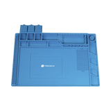 Tapete de silicona de 45 x 30 cm, resistente al calor con áreas magnéticas y de almacenamiento de componentes, ideal para la reparación de equipos y tarjetas electrónicas.