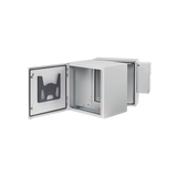 Gabinete Industrial ProTek de Puerta Sólida, Con Aire Acondicionado de 2000 BTU, Protección NEMA Tipo 4/12; IP66; IK10, Abatible, Fabricado en Acero, 12 UR, Color Gris Claro