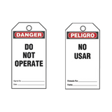 Paquete de 25 Etiquetas de Seguridad, Con Texto "Peligro, No Usar", de 76 x 146 mm, Color Negro Sobre Blanco
