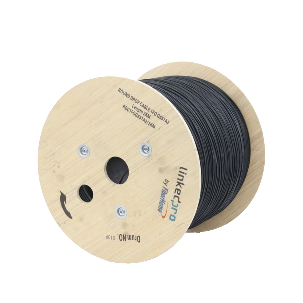 Carrete de 2 km de Fibra �ptica A�rea Tipo Drop Redonda (Figura 0) G.657A2, Monomodo, 1 Hilo, Forro de 3 mm