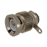 Conector BNC Macho, Montaje Frontal en D-Plano, Contacto Soldable, Níquel/ Oro/ Teflón.