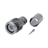 Conector BNC Macho (75 Ohm No Reales), Anillo Plegable para RG-59/U/62, Níquel/ Níquel/ Delrin.