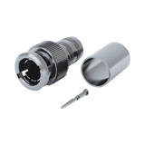 Conector BNC Macho de 75 Ohm, Anillo Plegable para BELDEN 8281 tipo RG-59/U, Plata/ Oro/ Teflón.