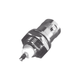 Conector BNC Hembra para Chasis, Montaje Frontal, Soldable, D-Plano, Troquelado, Niquel/ Oro/ Delrin.