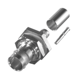 Conector BNC Hembra para Chasis en D-Plano con Aro de Goma, Anillo Plegable para RG-179/U, Grupo S, 75 Ohm, Níquel/ Oro/ Teflón.