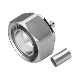 Conector DIN 7-16 Macho de Pin Cautivo, Anillo Plegable para Cable RG-8/X, LMR-240, Bronce Blanco/ Plata/ Teflón.�??