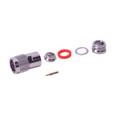 Conector N Macho de Rosca en Cables con Conductor Central AWG-11 ó 13 tipo RG-213/U (8267), RG-214 (8268), RG-8/U (8237), Niquel/ Oro/ Teflón.
