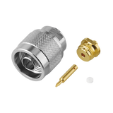 Conector N Macho, Soldable Directo en Cable Semi-Rígido de 0.085", Cables el Grupo SR1, Níquel/ Oro/ Teflón.�??