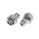 Adaptador en Línea, de N Hembra a (Mini) DIN 4.1-9.5 Macho, PIM -155 dBc, Bronce Blanco/ Plata/ Teflón.