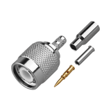 Conector TNC Macho de Anillo Plegable para Cable TEFLÓN-BLANCO-MOTOROLA, Grupo M/C3, Níquel/ Oro/ Teflón.