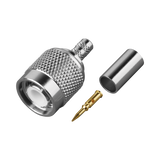 Conector TNC Macho de Anillo Plegable para Cables RG-142/U, Grupo C1, Bronce Blanco/ Oro/ Teflón.