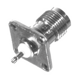 Conector TNC Hembra para Chasis de 4 Perforaciones de 13 mm, Contacto-Berilio Cobre Soldable, Níquel/ Oro/ Teflón.