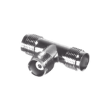 Adaptador en T, de Conector TNC Hembra a Doble TNC Hembra, Níquel/ Oro/ Teflón.