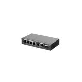 Switch Administrable con 4 puertos Gigabit PoE, 2 Uplink Gigabit y 1 Uplink Gigabit para Fibra SFP en combo, gestión gratuita desde la nube