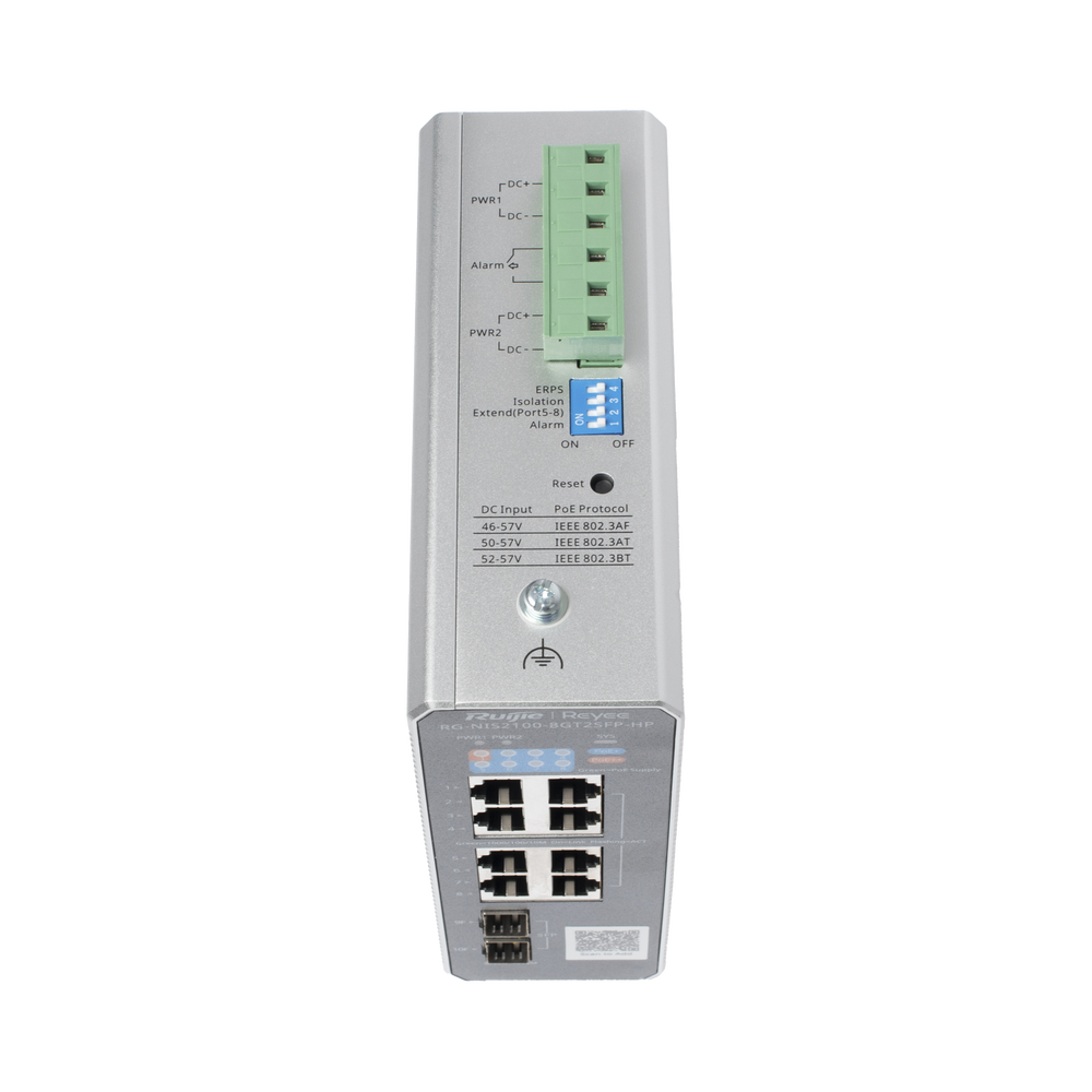 Switch Industrial PoE+ hasta 300 watts , Ideal para temperaturas Extremas y protección contra descargas, 1 puerto PoE++ 60W y 7 puertos PoE+ 30W, 2 SFP Uplink