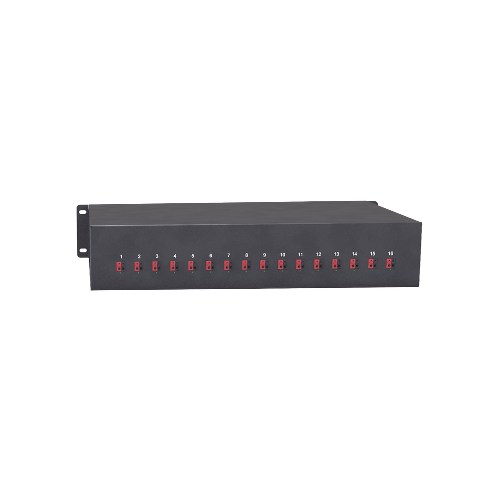 Fuente 24 Vca / Industrial / Tipo RACK / 20 Amperes / 16 salidas / 1.25 Amperes por salida administrada / 2.5 Amperes por salida máxima