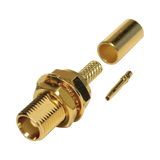 Conector MCX Hembra para Panel Trasero D-Plano, de Anillo Plegable para RG-316/U, Grupo B, Oro/ Oro/ Teflón.