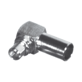 Conector MMCX Macho en Ángulo Recto para Soldar en Cable Semi-Rígido de 0.085", Grupo SR1, Oro/ Oro/ Teflón.