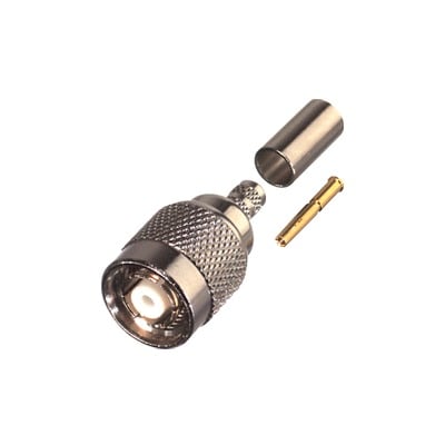 Conector TNC Macho Inverso de Anillo Plegable para Cables LMR-240, RG-8/X, Níquel/ Oro/ Teflón.