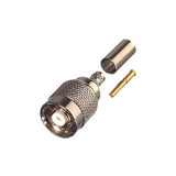 Conector TNC Macho Inverso de Anillo Plegable para Cables LMR-240, RG-8/X, Níquel/ Oro/ Teflón.
