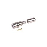 Conector QMA (Quick Mate) Macho, Anillo Plegable en RG-58/U, LMR-195, Bronce Blanco/Oro/Teflón.