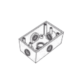 Caja Condulet FS de 1" (25.4 mm) con cinco bocas a prueba de intemperie.