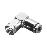 Conector SMA Macho en Ángulo Recto, de Rosca para RG-174/U, Grupo B, Níquel/ Oro/ Teflón.�??