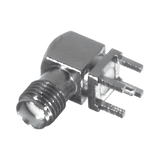 Conector SMA Hembra en Ángulo Recto con Terminal y 4 Patas para Montaje PCB, Níquel/ Oro/ Teflón.�??
