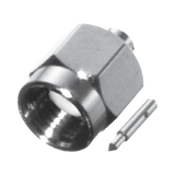 Conector SMA Macho de Pared Gruesa para Cable Semi-Rigido de 0.085" de Díametro, SR1, Inox.-Oro/ Oro/ Teflón.