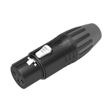 Conector XLR hembra | Carcasa Enchapada en Negro | Contactos Enchapados en Plata |