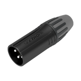 XLR conector de cable macho, carcasa enchapada en negro, contactos enchapados en plata