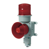 Combinación de baliza LED color roja con sirena electrónica para aplicaciones de la industria pesada  máx.120 dB a 24 VCD