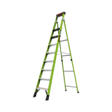 Escalera de 3.05 m Capacidad máxima de 170 Kg, inclinada, de fibra de vidrio con almohadilla de pared giratoria.