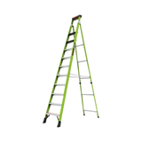 Escalera de 3.65 m Capacidad máxima de 170 Kg, inclinada, de fibra de vidrio con almohadilla de pared giratoria.