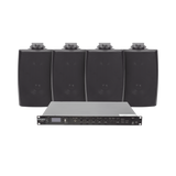 KIT de Amplificador de Audio 120W para Rack | 4 Altavoces de Pared color Negro 2.5W - 20W | Sistema 70/100V