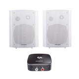 Kit  Altavoces + Modulo Receptor BT | Montaje en Pared | 2x20W RMS | Material ABS y Reja Metálica | Bracket de Metal | Color Blanco