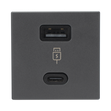 Módulo Doble USB Tipo A+C / Carga Rápida 30W / Color Grafito / Compatible con Torres y Cajas SIMON / Modelo: (K126F/14)