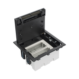 Caja Para Instalación en Piso Falso para Voz, Datos o Contactos Eléctricos / Capacidad para 2 Módulos / Espacio Embellecedor en la Tapa / Profundidad Ajustable de 90 a 120 mm / Los Módulos se Adquieren Aparte / (SF210/14CY)