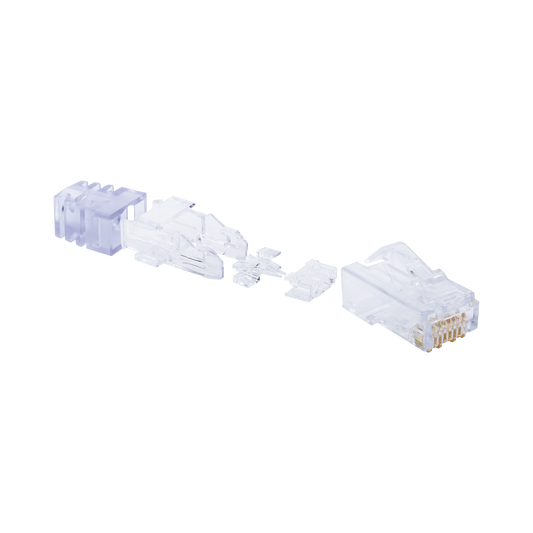 Plug RJ45 Cat6 de 5 Piezas, Para Cable UTP de Calibre 23-24 AWG, Chapado en Oro de 50 micras, Paquete de 100 piezas