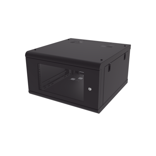 Gabinete de Pared con Puerta de Cristal Templado, 635 mm de Profundidad, 6U Rack de 19 in, Acero Reforzado