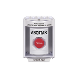 Botón de Abortar, Bocina de Advertencia Integrada, Texto en Español, Tapa Protectora de Policarbonato Súper Resistente con Espaciador, Restablecimiento con Llave
