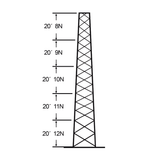 Torre especial Autosoportada Robusta de 30 m. Con 5 m de Ancho en Cara de Base. Linea SSV HEAVY DUTY
