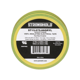 Cinta Eléctrica STRONGHOLD para Aislar, de PVC, Uso Construcción General en Tierras Físicas, Grosor de 0.13 mm (5 mil), Ancho de 19.05 mm, y 20.12 m de Largo, Color Amarillo/Verde.
