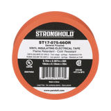 Cinta Eléctrica STRONGHOLD para Aislar, de PVC, Uso General Reparación y Mantenimiento, Grosor de 0.18mm (7 mil), Ancho de 19mm, y 20.12m de Largo, Color Naranja